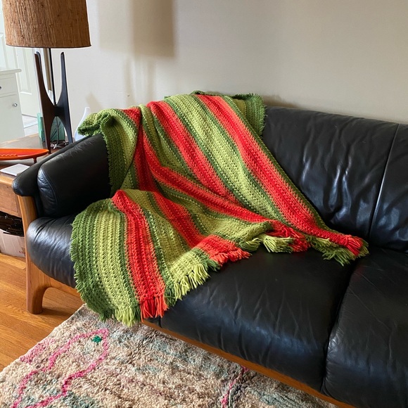 boho mid century blanket handmade vintage - Picture 5 of 8